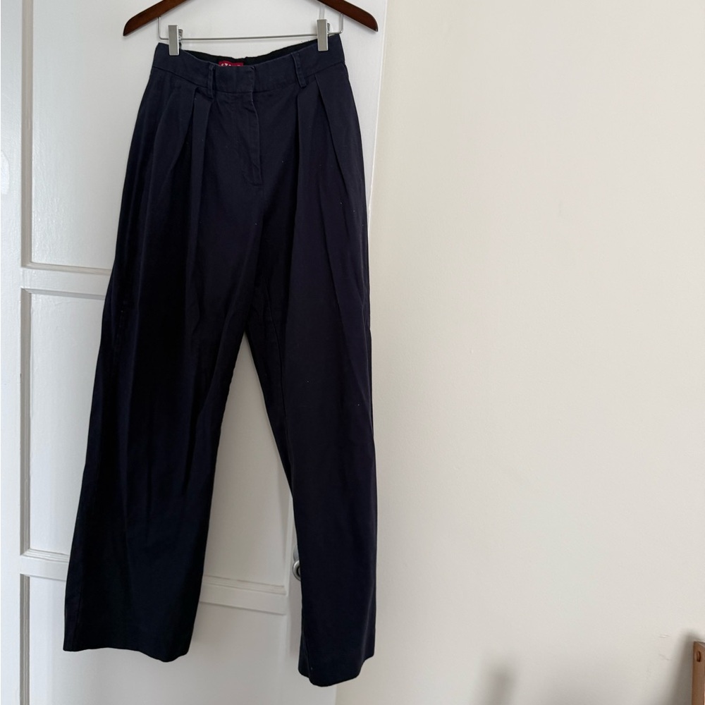 STAUD Navy Blue Wide Leg Trousers